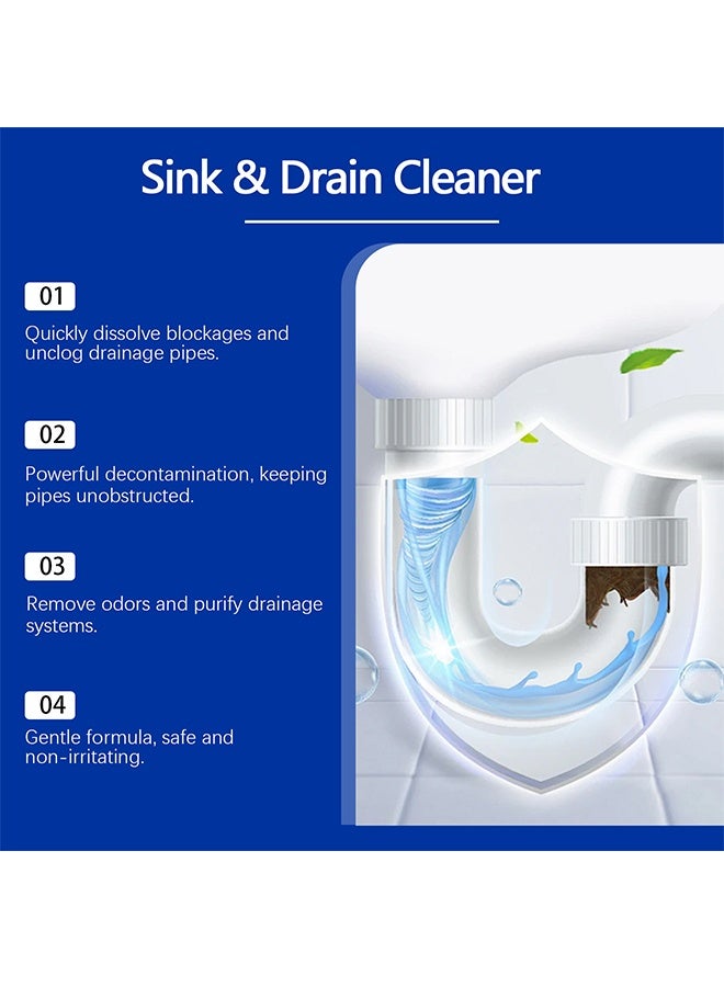 Jakehoe منظف الحوض والمصارف، عامل فتح الأنابيب، منظف مصارف الحمام، آلة حفر قوية للأنابيب، منظف مصارف حوض المطبخ، مزيل الروائح لصرف المنزل والمرحاض والمطبخ وفتح القنوات المسدودة، تنظيف عميق وتأثير سريع، 100 جم - Image 3